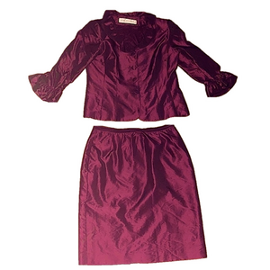 🌷 Michel Desjardins 🌷 2 Pc Set Sateen Ruffle Flare Jacket & Matching  Skirt